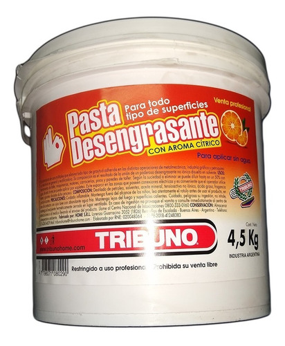 Imagen 3 de 7 de Limpia Manos En Crema Desengrasante Aroma Citrico 4500gr