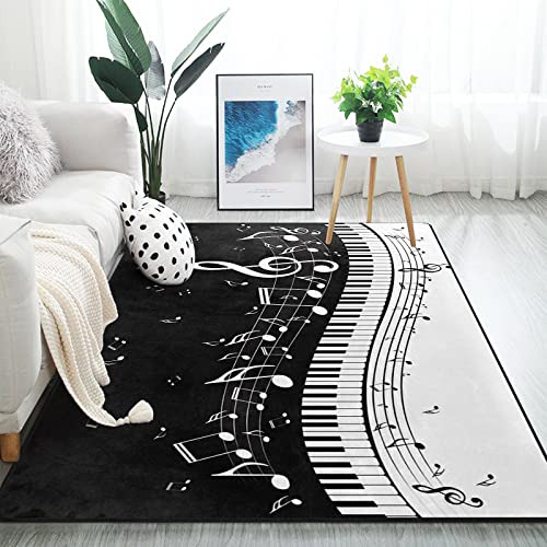 Alfombra Negra Notas De Música De Piano Abstractas Sal...
