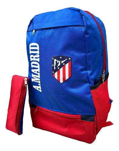 Mochila Amplia Atletico De Madrid- Lapicera Y Envio Gratis