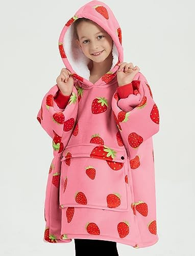 Kfubuo Manta Usable Con Capucha Para Niños Patrones Sherpa S