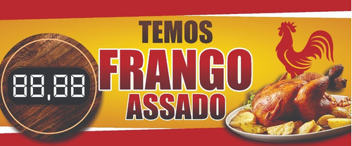 3 Faixas De Frango Assado P/ Divulgação - 120x50 Lona 