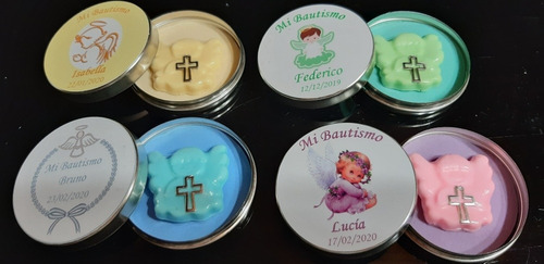 10 Souvenirs Bautismo, Latitas Personalizadas, Angelitos