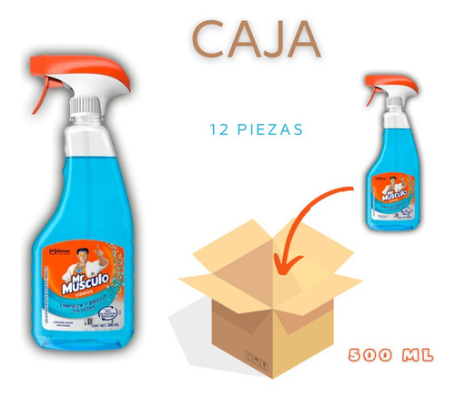 Limpiador De Vidrios Líquido Mr. Músculo 500ml Caja C/12pzas