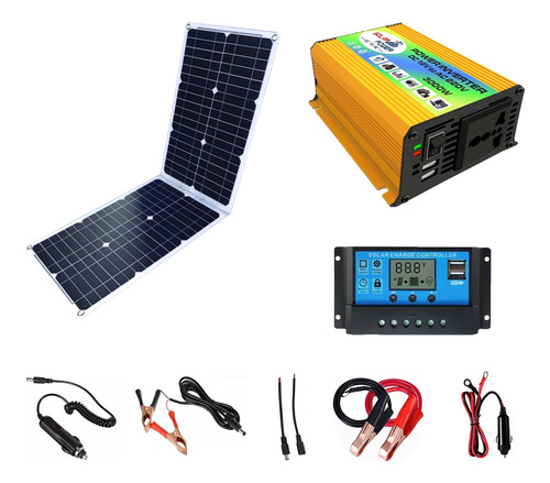 Kit De Arranque Inversor De 300w 12v Con Panel Solar De 36w