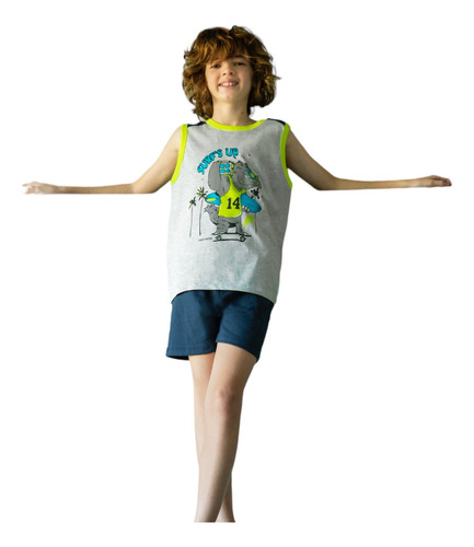 Pijama Niños Verano Elemento Musculosa Varon Talles 4 Al 16