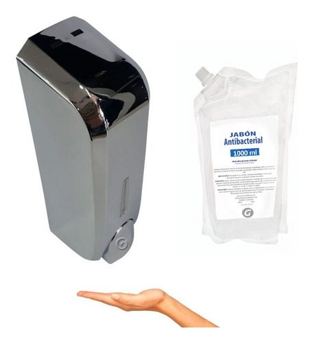 Dispensador De Jabon 300ml + Jabon Antibacterial 1000ml