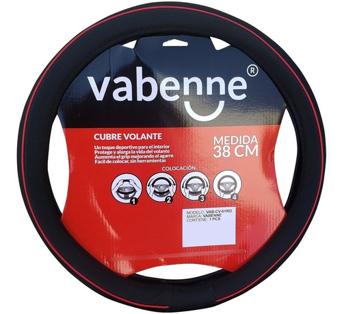 Imagen 2 de 8 de Funda Cubre Volante Microperforado Rojo Protege Auto Camione