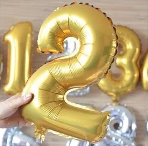 Imagen 2 de 6 de Globos Numero Metalizado Colores 16 40cm