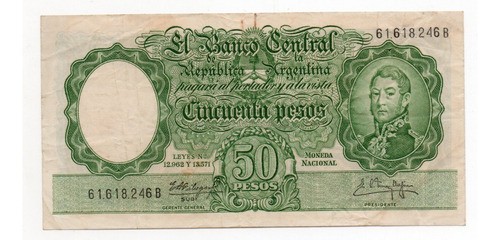 Billete Argentina 50 Pesos Moneda Nacional Bottero 2004 Mb-
