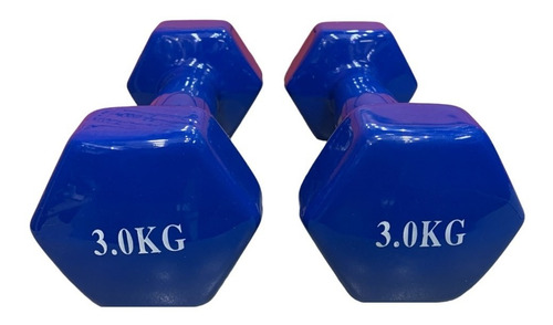 Imagen 5 de 5 de Set X 2 Mancuernas Encauchetadas Vinilo 3 Kg / 6 Lb