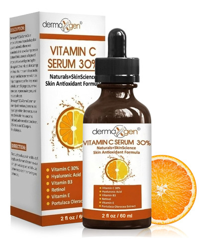 Suero 30% De Vitamina C Para Cara, Ácido Hialurónico Y Vitam