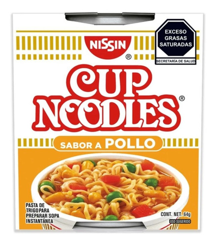 Imagen 1 de 1 de Nissin Cup Noodles Sabor Pollo Clásica Sopa Instantánea 64gr