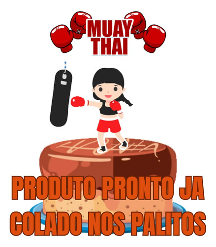 Topo De Bolo Topper Personalizado Muay Thay Menina