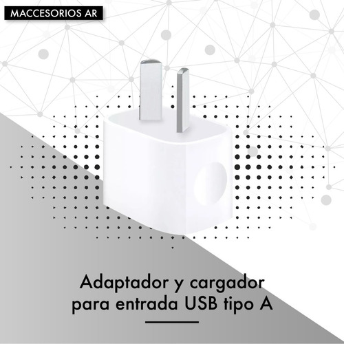 Imagen 2 de 10 de Cargador Usb Patas Oblicuas Argentina Compatible iPhone iPod