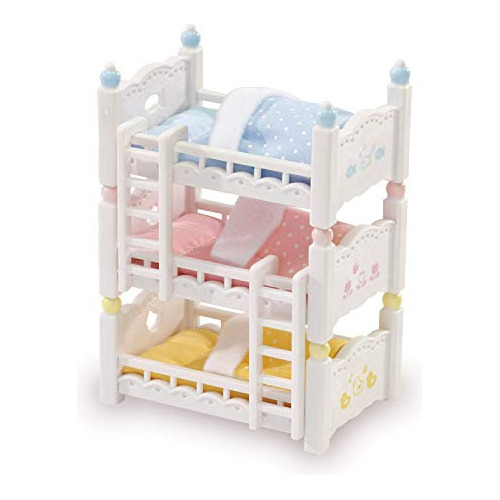 Calico Critters Triple Baby Bunk Beds, Dollhouse Toy Furnitu