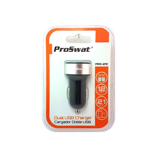 Cargador Doble Usb 2.1 Amperios Cenicera Vehículo Proswat