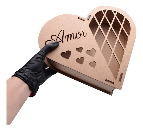 Imagem 6 de 6 de Caixa Coração Mdf Amor G 27,5x21x7cm Hot Pink