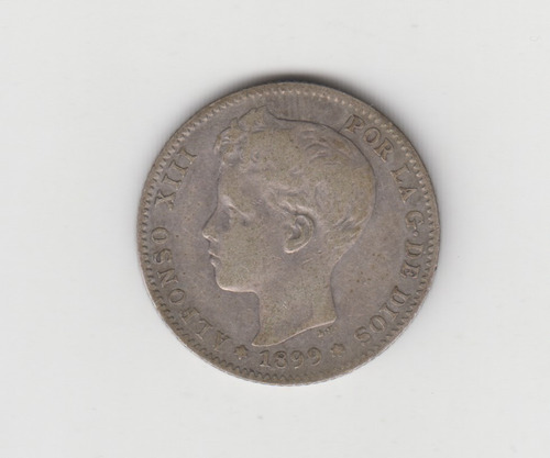 Moneda España 1 Peseta Año 1899 Plata Bueno