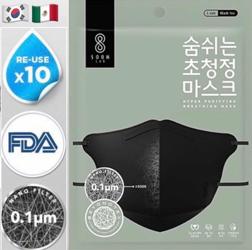 Cubrebocas Lavable Coreano Filtro Nano Soomlab Fda 200pz