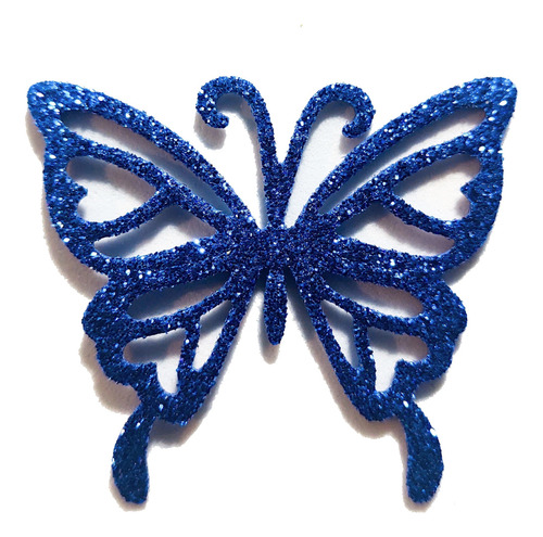 Mariposas Troqueladas De Goma Eva C/glitter 15un De 4,5x5 Cm Azul Oscuro Mariposa Calada Goma Eva Con Glitter