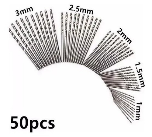 Kit 50 Brocas Aço Rapido 1, 1,5, 2, 2,5 E 3 Mm