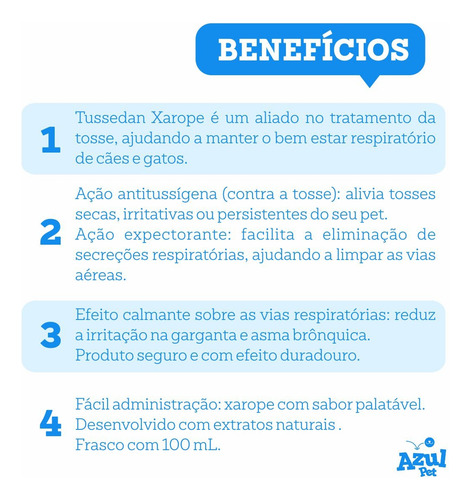 Tosse Seca Persistente No Cachorro Tussedan Xarope 100ml