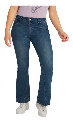 Jeans 5 Bolsillos Bootcut Con Corte En Frente - 73130442