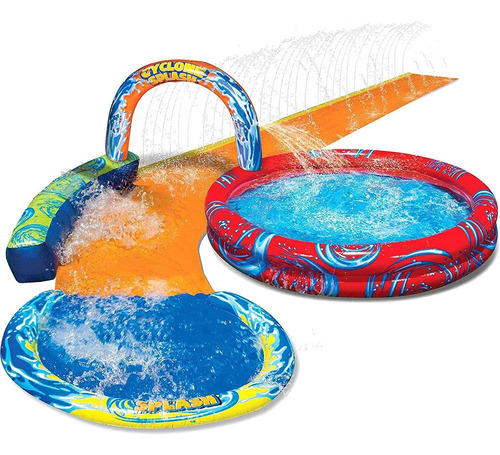 Pileta Y Tobogán Curvo De Agua Banzai Cyclone Splash Para Di