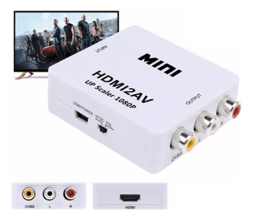 Adaptador Hdmi A Rca Conversor Convertidor Hdmi2av Video Pal