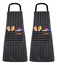 Comprar 2 Pzs Mandil Delantal Para Chef Delantal De Cocina Ajustable