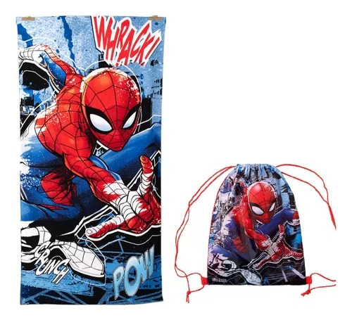 Toalla Playa Spiderman Marvel 70x140cm + Morral Cordel