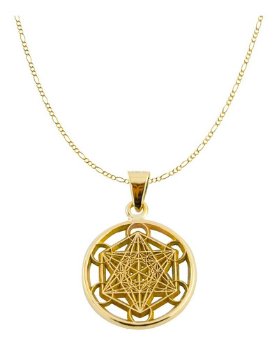 Dije De Oro 14 Kilates Metatron Grande Cadena 60cm