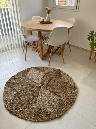 Alfombra Circular Estrella 120 Cm Diseño De La Tela Seagras