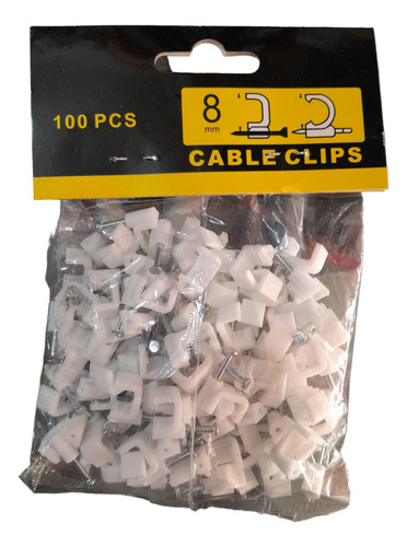 Grapa Para Cable De 8mm Blanca Bolsa De 100 Unidades