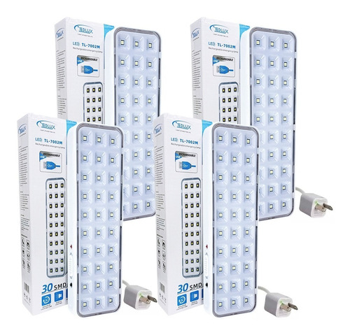 Imagen 1 de 10 de Pack X 4 Luces Luz De Emergencia 30 Led Recargable Usb