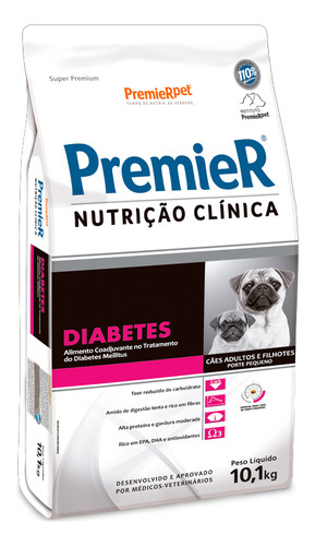 Ração Premier Nutrição Diabetes Cão Adulto E Filh Peq 10,1kg