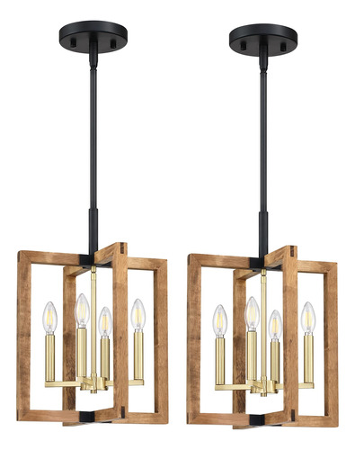 Leading Lighting 2 4 Lampara Colgante Madera Natural Isla