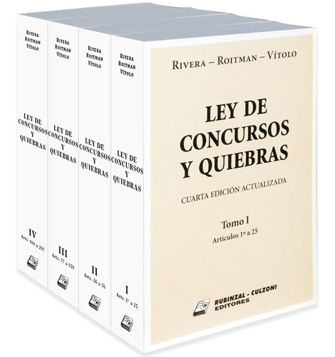 Ley De Concursos Y Quiebras, De Rivera, Julio César / Roitman, Horacio / Vítolo, Daniel Roque. Editorial Rubinzal Culzoni Editores, Tapa Blanda En Español