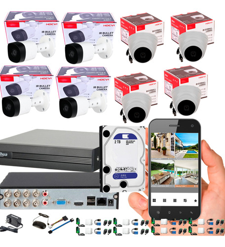 Cámaras De Seguridad Dahua 1080p Kit Dvr 8ch + Disco Duro 2t