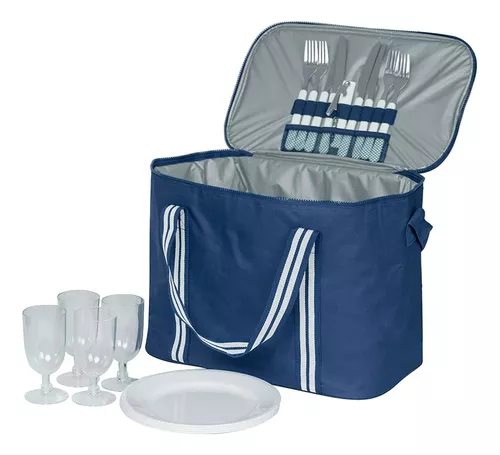 Set De Cubiertos Y Platos Camping Picnic Servicios Completo