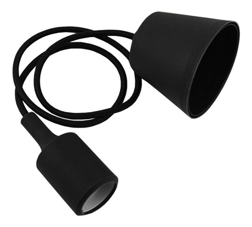 Socket Negro E27 Estandar Colgante Cable Textil 90cm Silicon