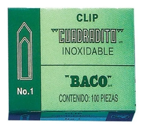 Clip Inoxidable Cuadrado No. 1 Caja Con 100 Piezas Baco