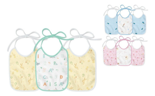 Kit 3 Babador Felpudo Estampado Impermeavel Ajustável
