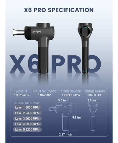 Pistola De Masaje Bob And Brad X6 Pro Deep Tissue Percussion