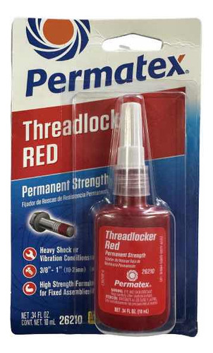 Fijador O Trabador De Rosca Permatex Rojo De 10 Ml