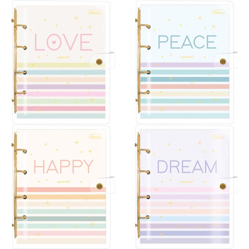 Caderno Colegial Argolado Capa Cristal Positivity - Cadersil Cor Colorido