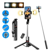 Comprar Palo Selfie Stick Trípode Con Control Remoto Inalámbrico Y 2 Luces Tripie Bluetooth Portátil Retráctil Para Celular 116cm Utilizado Para Fotografía, Transmisión En Vivo, Grabación De Video