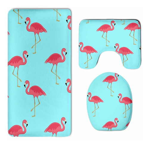 Flamingo - Juego De 3 Alfombrillas Antideslizantes Para Asi.