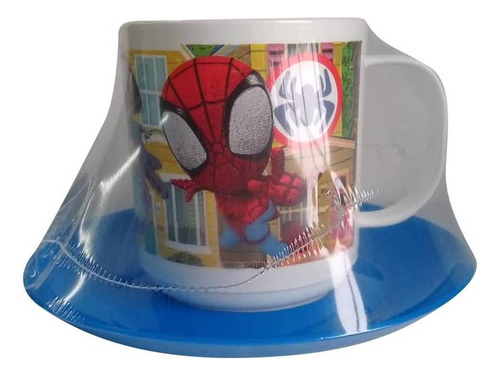 Taza Con Plato Spidey Spiderman Plastica Marvel Sp984