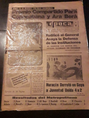 Diario Época Corrientes Carnaval Huracan Fútbol 17/02 1975